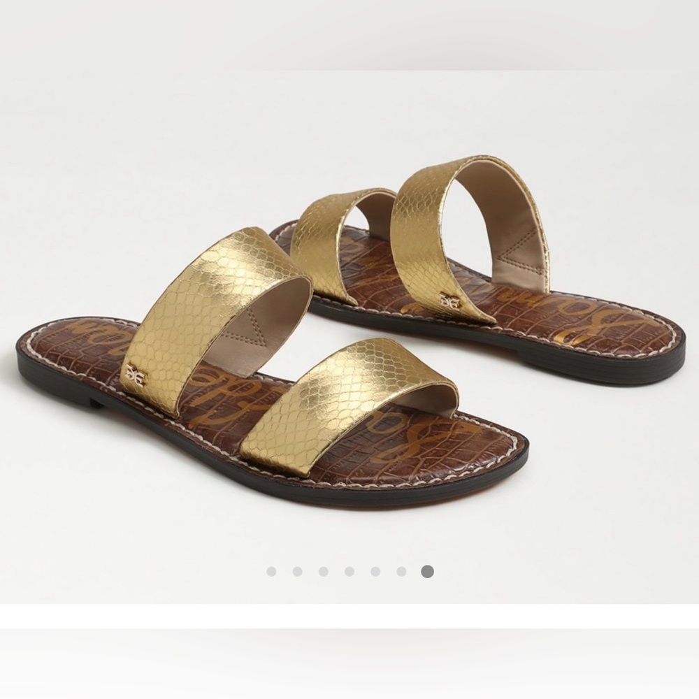 Sam Edelman Gala Double Strap Slide Gold Sandals